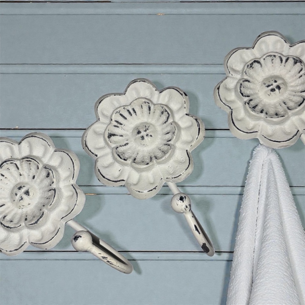 White Floral Wall Hooks